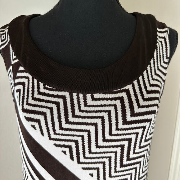 Chico's Traveler's Brown and Cream Geometric Maxi tank dress, size 1 Medium - Picture 3 of 6